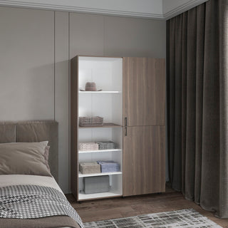 Eco High One-Door Freestanding Armoires - Compact Wardrobes in White &amp; Mahogany