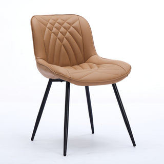 Dining Chairs Set of 2 Mid Century Modern Kitchen Chair Comfortable Upholstered Faux Leather Dinner Chairs for Kitchen Dining Room, Khaki