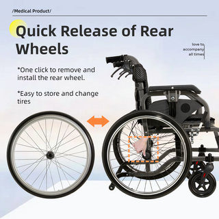 Premium Foldable Lightweight Transport Wheelchair – Adjustable Handrail, Double Brakes, Breathable Seat, for Adults & Elderly, Grey