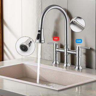 Stainless Steel Kitchen Faucet with Pull Down Sprayer in Brushed Nickel for Bar, Laundry, RV Utility Sink