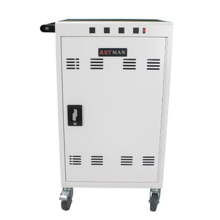 Mobile Charging Cart for Tablets Laptops 35-Device Capacity Matt White Metal