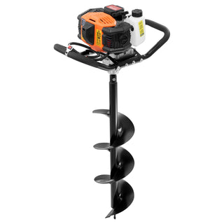 VEVOR Gas Post Hole Digger 52CC 1450W with 8 Drill Bits & Extension Rod, Black Aluminium Alloy, 46.35 Inch