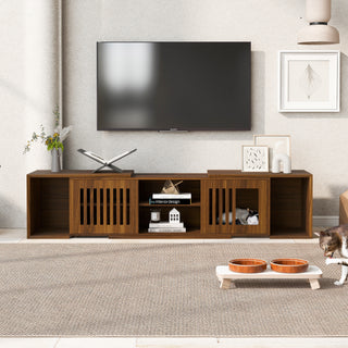 Pet-Friendly Mid-Century Modern TV Stand - Extendable, Walnut