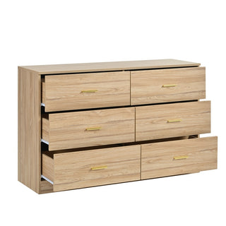 Modern Natural 6-Drawer Dresser for Bedroom - Ample Storage Wide Chest of Drawers, Sturdy & Safe