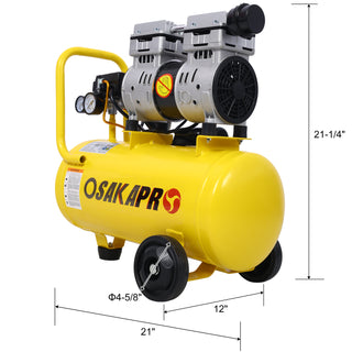  1.5HP Silent Oil-Free Air Compressor | 8 Gallon Portable Electric Shop Compressor