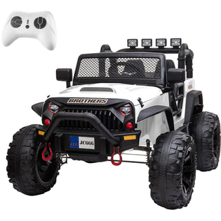 12V Ride on Car Truck with Remote Control, 2 Seater Kids Electric Car, Spring Suspension, 9Ah Battery Powered, 3 Speeds, Double Doors, Music Player