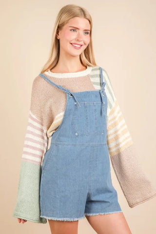 VERY J Mineral Washed Denim Casual Romper