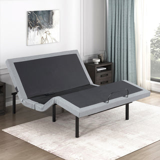 Queen power adjustable bed frame in gray with Zero Gravity mode and dual massage