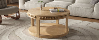 31.5 inch round two-tier solid wood coffee table natural, view 8