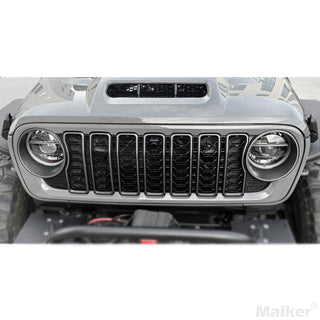 Front Mesh Grille Grid Grill for 2018-2024 Jeep Wrangler Rubicon Sahara Sport JL/JT Grill With Camera Hole Black Plastic