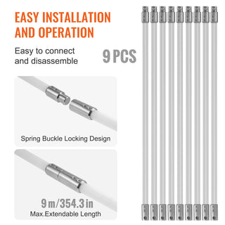 30 Ft Chimney Sweep Kit with 9 Flexible Rods | 360° Brush & Rich Accessories for Home Use