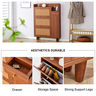 Modern Minimalist Storage Cabinet – Japanese Rattan Shoe Cabinet, Bed Top Cabinet, Small Home Furniture for Corridors and Living Rooms (GZ-DI-03)