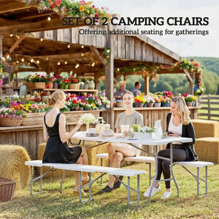 2 Pack 6 ft. Heavy-Duty HDPE Plastic Folding Benches w/ Handle