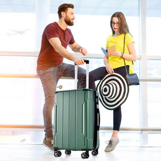 Hardshell Luggage, Lightweight Durable ABS Suitcases with Double Wheels, Expandable 28-inch Checked Luggage 28' (Green)
