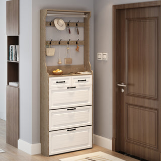 NEW OAK color shoe cabinet  with 3 doors 2 drawers with hanger,large space for storage