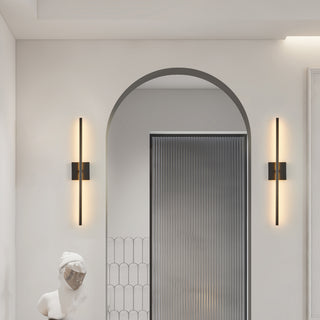 28-Inch Modern LED Wall Sconce 2-Pack - Minimalist Dimmable Indoor Wall Light Fixtures, Matte Black Hardwired Lighting for Living Room, Bedroom, Hallway, Hotel, and Luxury Home Deco
