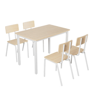 5-Piece Dining Table Set with 4 Chairs, 43" Kitchen Table and Chairs Set for 4, Metal Frame and MDF Board Dining Room Table, Perfect for Small Space, Easy to Clean