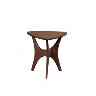Mid-Century Triangle Wood Side Table, Pecan Finish