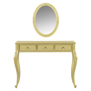 Luxury Makeup Vanity Desk - Gold Dressing Table with Oval Mirror
