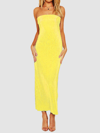 Lace-Up Back Tube Maxi Dress