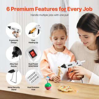 White Dual Power 60/100W Hot Glue Gun Kit with 20 Glue Sticks
