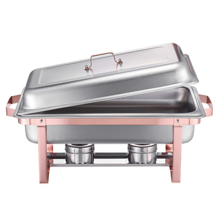 8 Qt 2 Pack Rectangle Chafing Dish Buffet Set Full Size Pan Stainless Steel