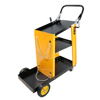 Multi Function 3 tier Welding Cart. gas bottle and accessory storage.Welding Heavy Duty  Cart for Tig Mig Welder and Plasma Cutter  with Upgrade Handles and Increase Storage Space Tank Storage