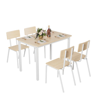 5-Piece Dining Table Set with 4 Chairs, 43" Kitchen Table and Chairs Set for 4, Metal Frame and MDF Board Dining Room Table, Perfect for Small Space, Easy to Clean