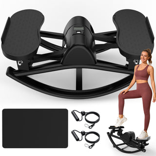 Lateral Stepper for Exercise-Rocking Stepper Machine with Resistance Bands and Anti-Slip Mat and LCD Monitor, Professional Stair Stepper for Home Workout