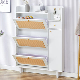 Modern Minimalist Storage Cabinet - Japanese Rattan Shoe Cabinet, Bed Top Cabinet, Small Home Furniture for Corridors and Living Rooms - GZ-DI-03