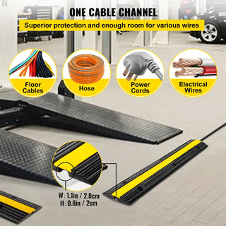 4 Pack Heavy Duty Rubber Cable Protector Ramps, 1-Channel Cord Cover Speed Bump with 22046 LBS Load Capacity for Driveway & Garage