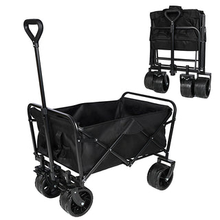 100L Collapsible Folding Beach Wagon Cart with 220Lbs Large Capacity, Wagons Carts Heavy Duty Foldable with Big Wheels for Sand, Garden, Camping