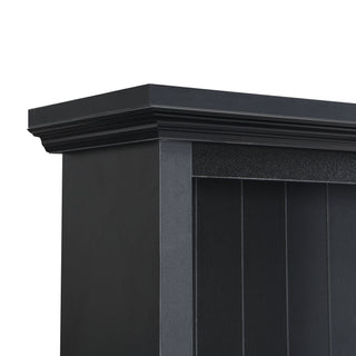 ON-TREND Farmhouse  4-in-1 Hall Tree with Wood Grain Bench, Mudroom Versatile Coat Rack with 2 Large Drawers, Large Entrance Organizer with 6 Black Hooks for Hallway, Living Room, Black, 55.9"Wx75.6"H
