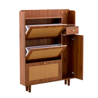 Modern Minimalist Storage Cabinet – Japanese Rattan Shoe Cabinet, Bed Top Cabinet, Small Home Furniture for Corridors and Living Rooms (GZ-DI-03)