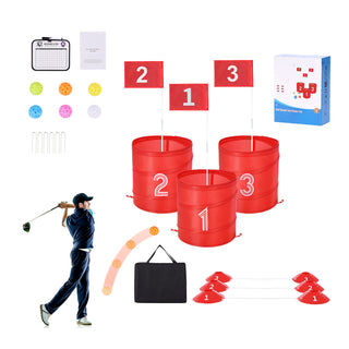 Backyard Golf Game 3-Hole Set | Portable Outdoor Bucket Golf Game for Kids & Adults | Fun Lawn & Garden Activity