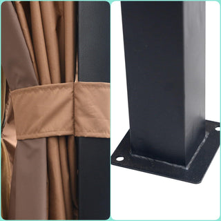 10x12 Softtop Metal Grill Gazebo with Mosquito Netting & Sunshade Curtains – Heavy-Duty Double Roof Canopy Tent for Patio, Garden, or Backyard | Galvanized Steel Frame