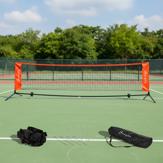 Soozier 10ft Portable Soccer Tennis/Pickleball/Badminton/Mini Tennis Net w/ Sideline for Training with Included Storage Bag, Red