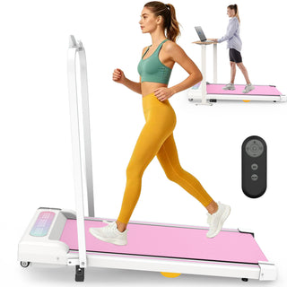 Pink under desk treadmill with incline, 2-in-1 folding walking pad