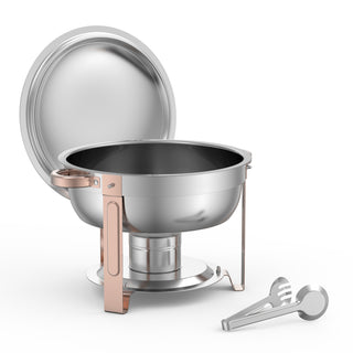 5 Qt 4-pack round chafing dish buffet set rose gold, view 8