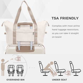 4-Piece Beige Luggage Set - USB Port, Cup Holder, Spinner Wheels