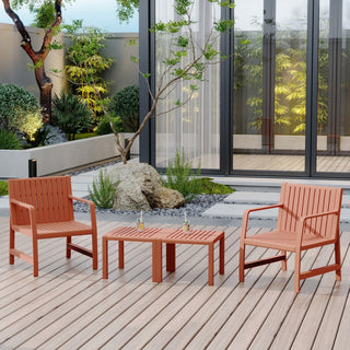 Two-piece Indoor/Outdoor Furniture Set (One Chair and One Coffee Table), UV-resistant, Waterproof and Durable, Apricot Brown, 24.61*27.17*29.92in/19.69×19.69×14.96in, Polypropylene