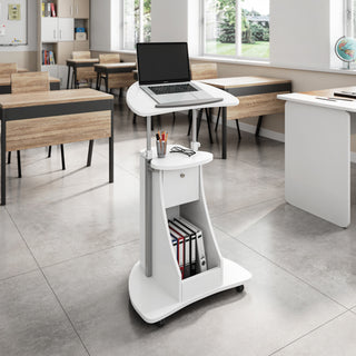 Deluxe Sit-to-Stand Rolling Laptop Cart, White