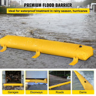 Flood Barrier, 12 ft Length x 12 in Height Sandbag Alternative, Water Barrier for Flooding with Great Waterproof Effect, Reusable PVC Water Diversion Tubes, Flood Barriers for Home, Door, Garage