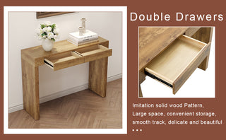 Elegant Natural Wood Grain Bar Table-50 Inches Long, a Practical Choice foElegant Natural Wood Grain Bar Table - 50 Inches Long with Two Drawers, Versatile Bar Table or Desk for Modern Homesr Modern Homes.Wood Grain Texture Sticker,Equipped With Two Drawers.Serving As A Bar Table Or A Desk.