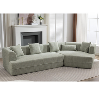 [Video Included] New & Upgraded Modular Sofa – Extended Edition, Modern Minimalist Upholstered Couch, Round Fiber Anti-Wrinkle Fabric, Free Combination, Green