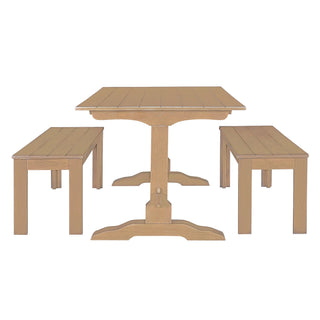 TREXM 3-Piece Retro Dining Set, Rectangular Trestle Table and 2 Wooden Benches for 4 People for Dining Room and Kitchen (Natural Wood)