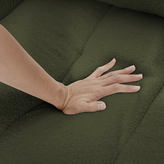 80.7 Inch Premium Teddy Fabric Sofa with 3 Back Pillows & 3 Cushions, Solid Wood Frame, 3-Seat Sofa with Oversized Upholstered Chair for Living Room, Bedroom, Apartment & Office