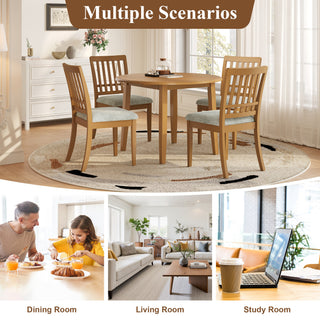 3-Piece Round Dining Table Set for 2 People, 1 Folding Wood Dining Table + 2 Upholstered Chairs, Space-Saving Design for Small Apartments and Dining Areas -LIGHT BROWN