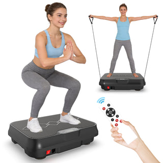 Vibration Plate Exercise Machine, Whole Body Workout Platform with Remote Control, Resistance Bands, Vibration Platform for Home Gym