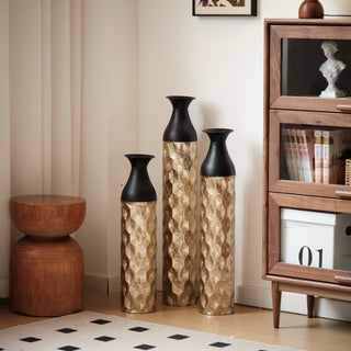 Floor Metal Vases Decorated White Metal vases Set of 3 gorgeous home decoration large glazed metal vases 24.8in/29in/33.8in height